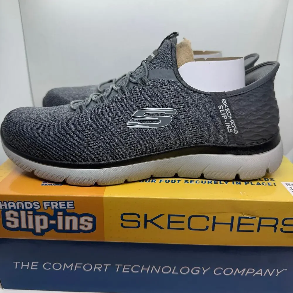 Skechers Mens Summits Key Place Slip-Ins Sneakers Size 9 Wide Charcoal/Black